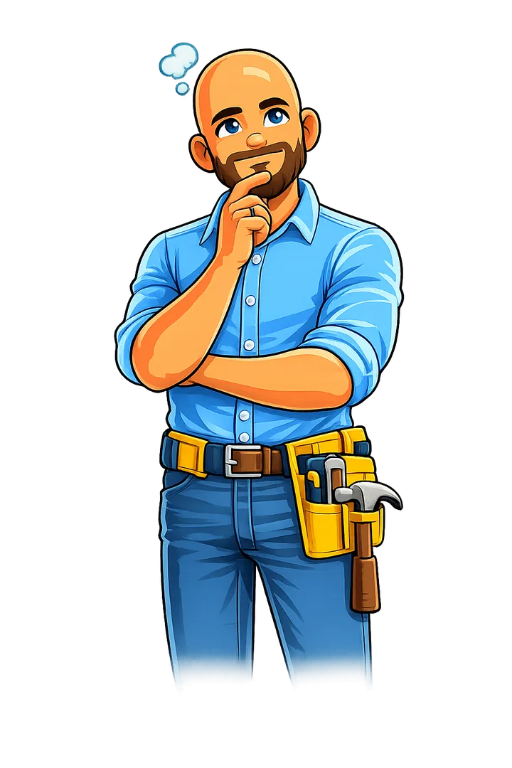 Cartoon of Handyman Ken thinking through a repair
